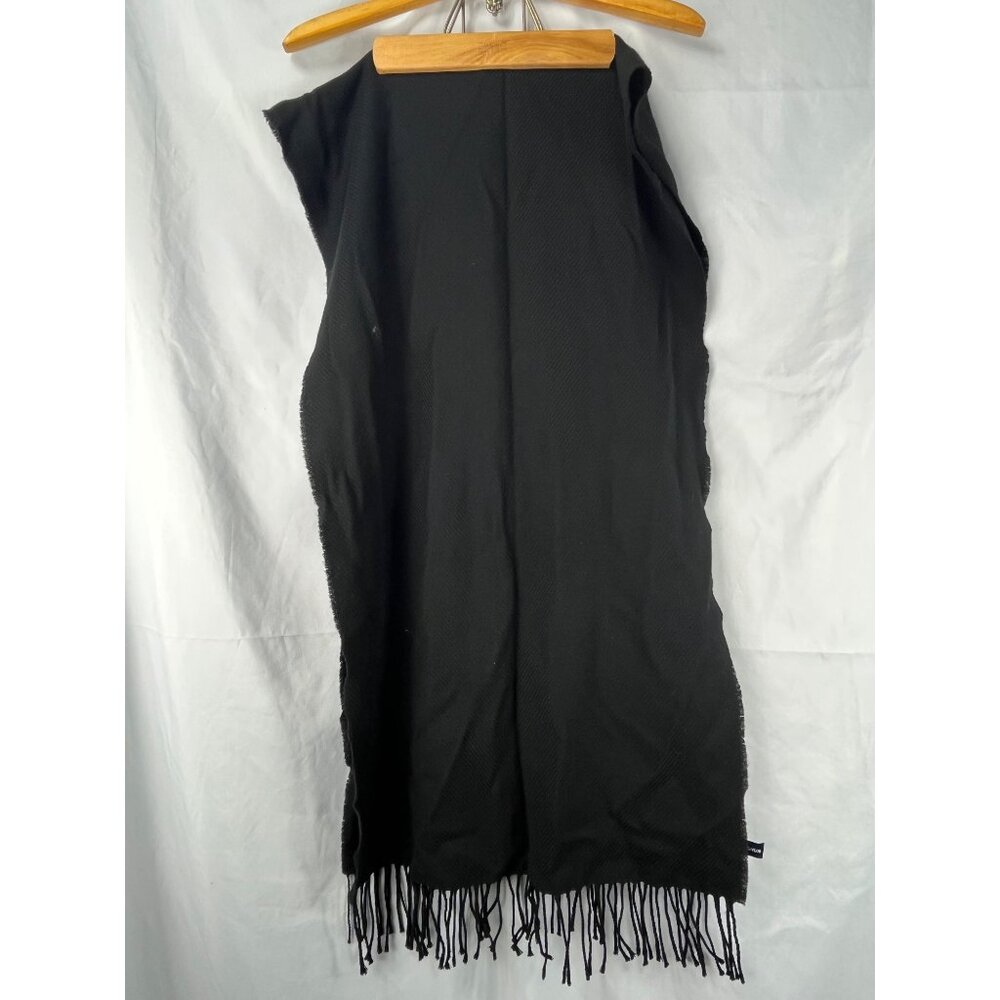 Oversized 85” Made in Italy Cashmere Wool Silk Scarf Black Fringe Wrap Ann taylo - Picture 9 of 11